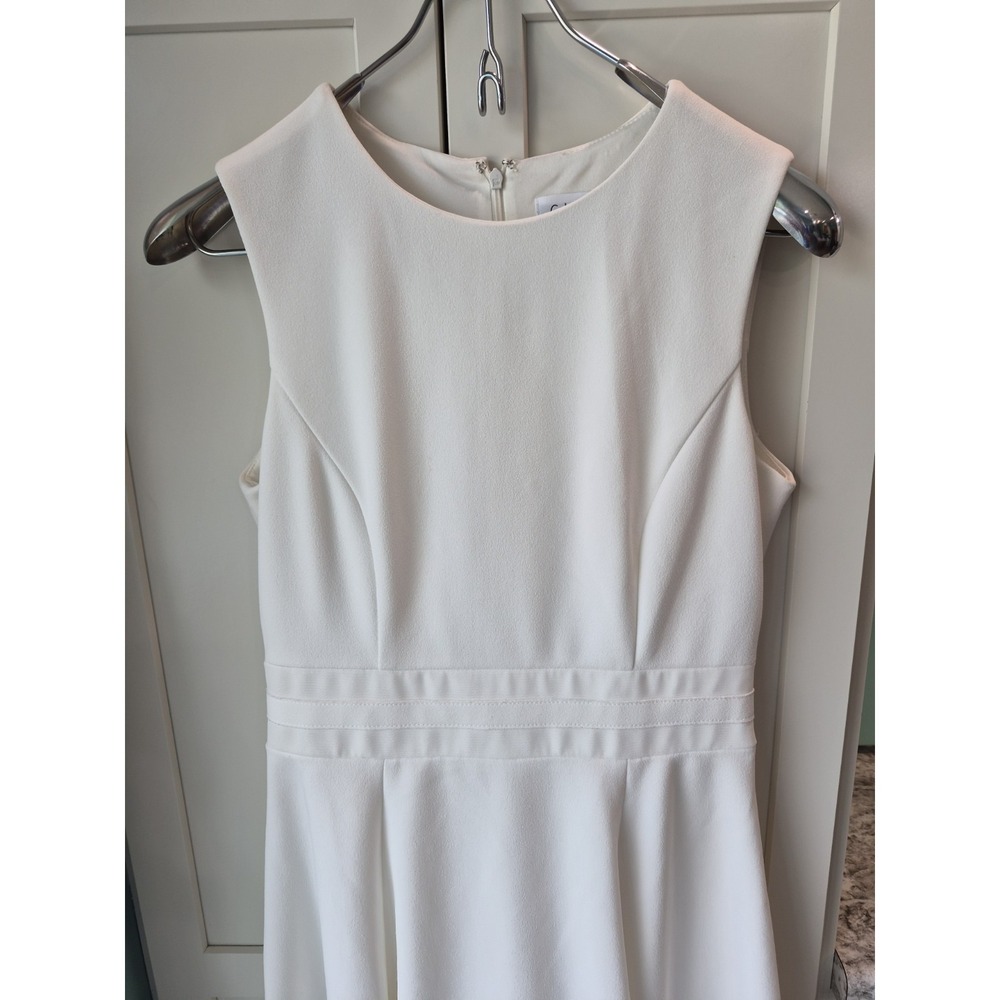 Calvin Klein Women's White Sleeveless A Line Dress Size 6 - Picture 2 of 7
